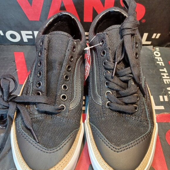 Vans Men's 7/Women's 8.5 Old Skool Overply Era Vamp Black Leather VN0A4U14XFZ - Picture 5 of 12
